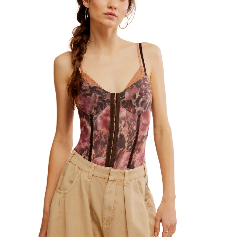 Great Bargains Printed Night Rhythm Bodysuit in Shaved Chocolate