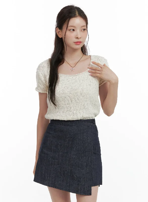 Weekend Deals to Make You Happy Textured Puff Shoulders Top OL417