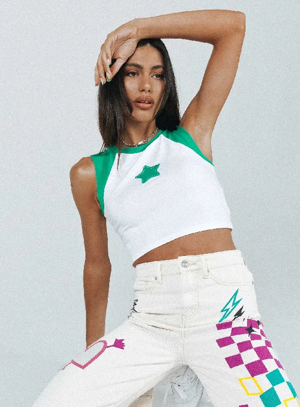 Weekend Shopping Made Better Izzy Star Tee White / Green