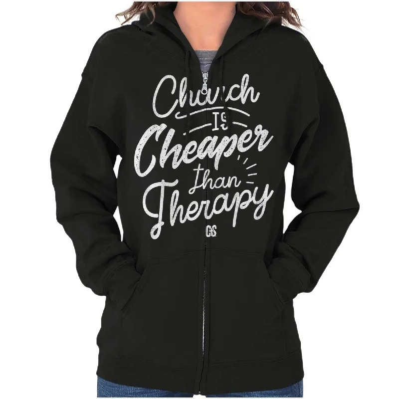 Extra Discount Church Therapy Zip Hoodie