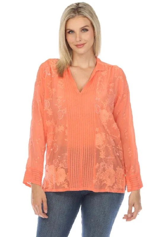 Unbeatable Prices Johnny Was Aimee Ryder Pleated Embroidered Blouse C12024 *