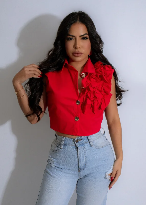 Deal Alert Rouge Reverie Ruffle Top Red