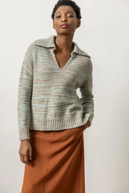 Massive Savings Sailor Collar Sweater in Frost Space Dye