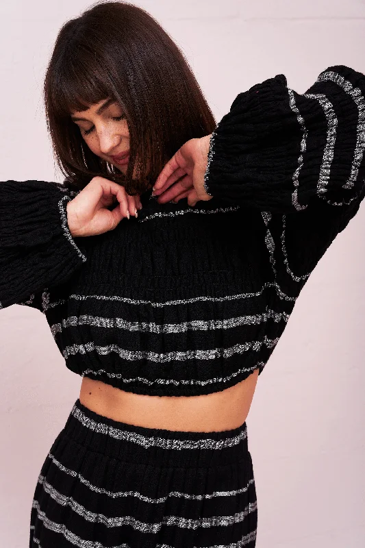 Price Fest Metallic Striped Boho Top