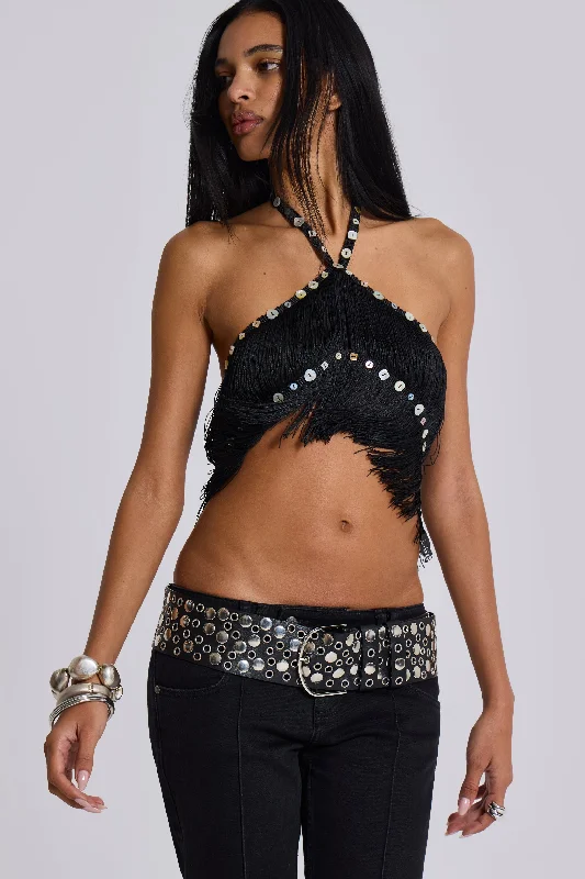 Instant Savings Asha Fringed Top With Buttons