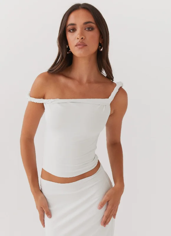 Deal Zone Solace Soul Twist Shoulder Top - Ivory
