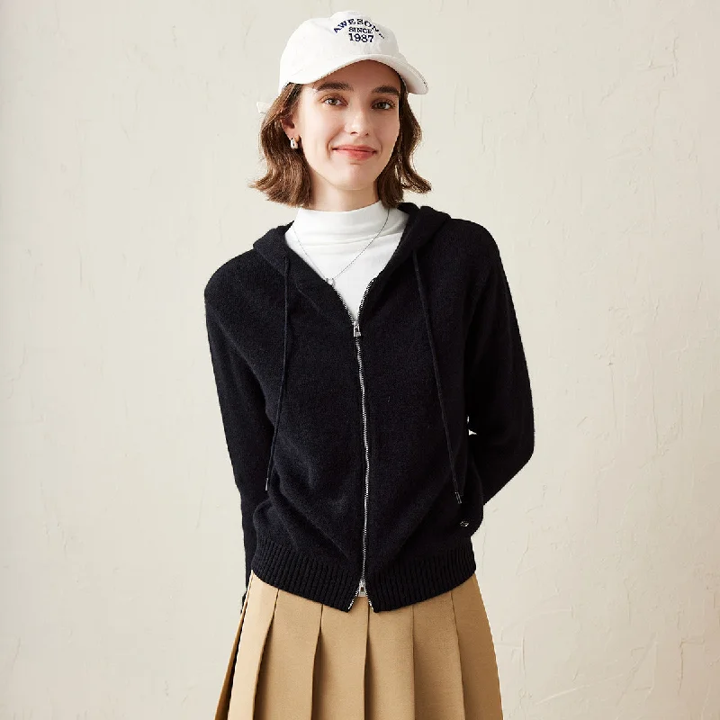 Crazy Savings 100% Cashmere Cozy Knit Zip-Up Cardigan Hoodie