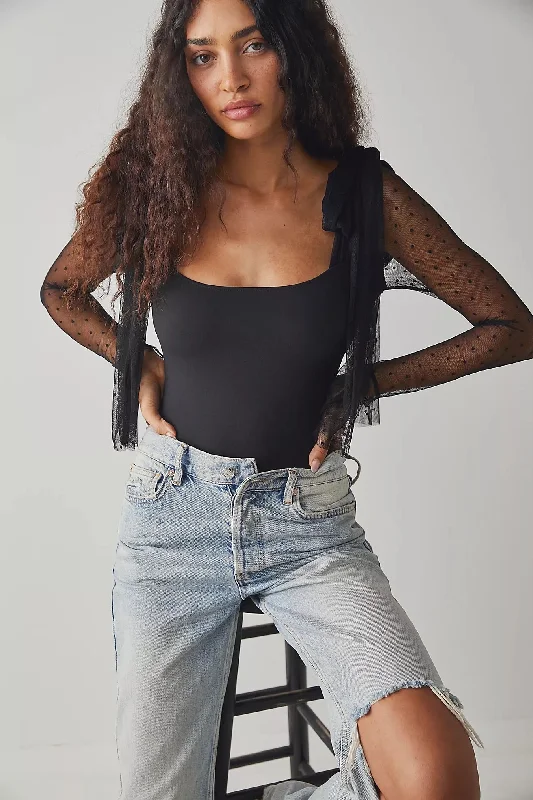 Big Savings Free People Tongue Tied Bodysuit - BLACK