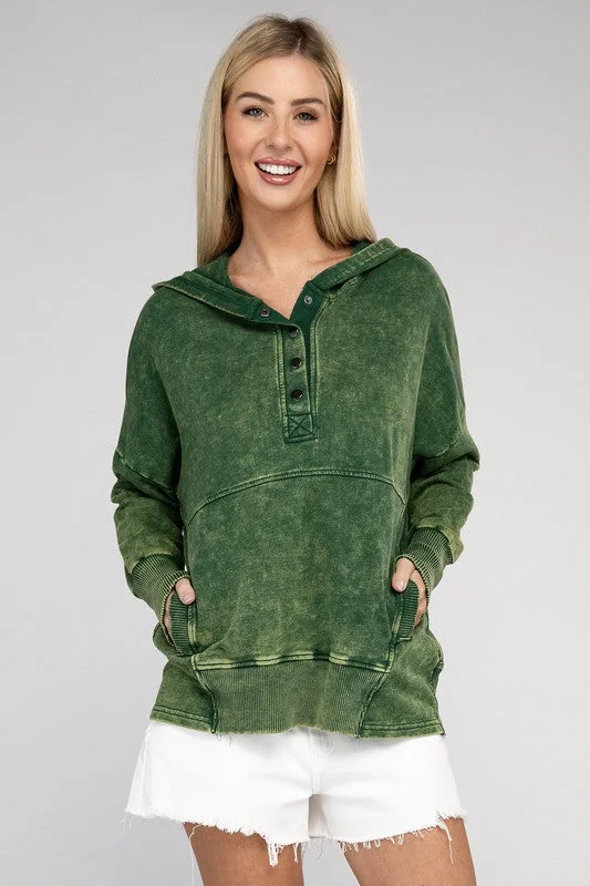 Closeout French Terry Acid Wash Kangaroo Pocket Hoodie