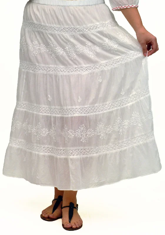 Weekend Shopping Made Better La Cera Plus Size Embroidery Detail Peasant Skirt