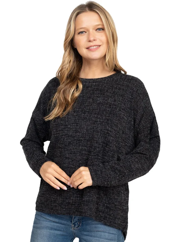 Weekend Savings Bonanza Womens Black Long Sleeve Knit Top With Tie-Backs