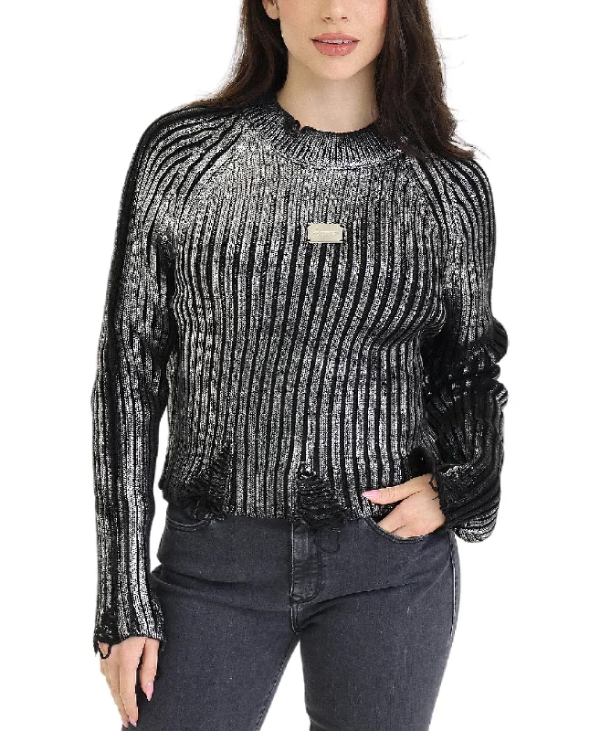 Super Savings Ribbed Foil Sweater