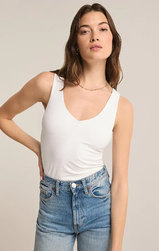 Closeout Deal Z Supply Avala V-Neck So Smooth Top WHITE