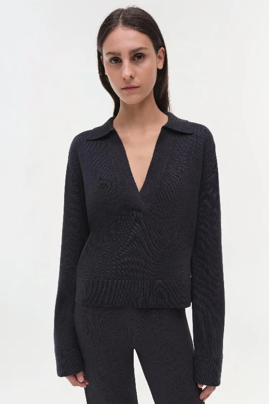 Overstock Sale Cashmere Long Sleeve Polo