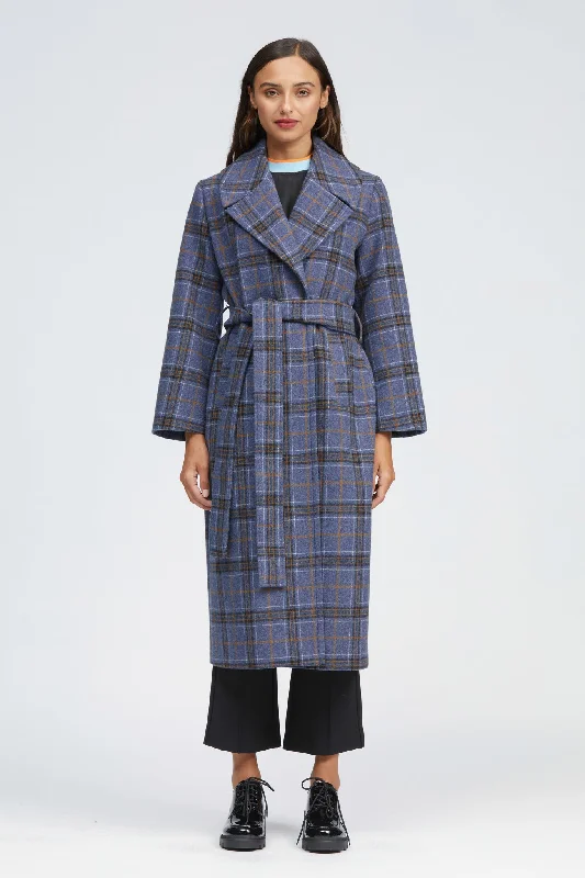 Steals and Deals Waring Coat Blue/Orange Check