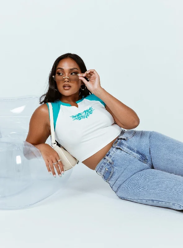 Special Offer Tough Love Top White / Blue