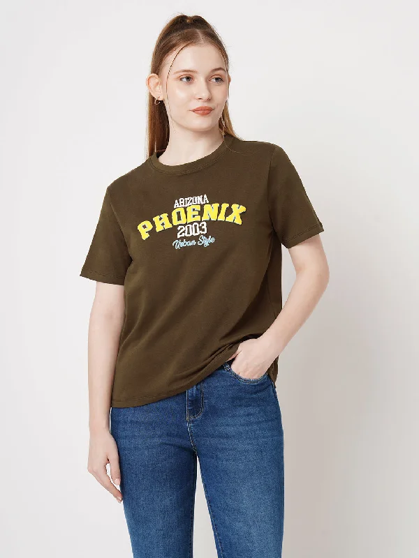 Sale Event Women Slim Fit Sepia Boxy T-Shirt