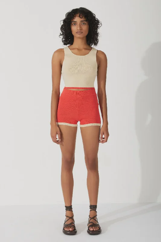 YEAR-End Sale Sand Contrast Organic Cotton Blend Knit Top