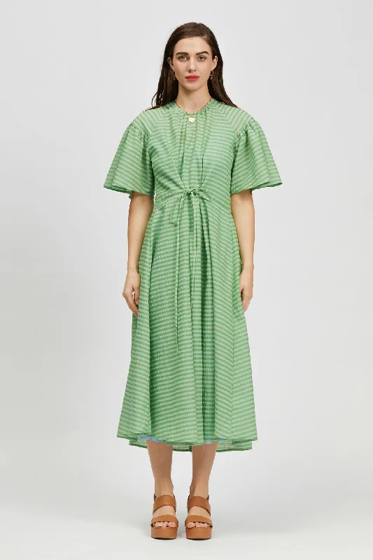 Weekend Bargains to Sizzle Prazer Dress Green Stripe/Light Blue
