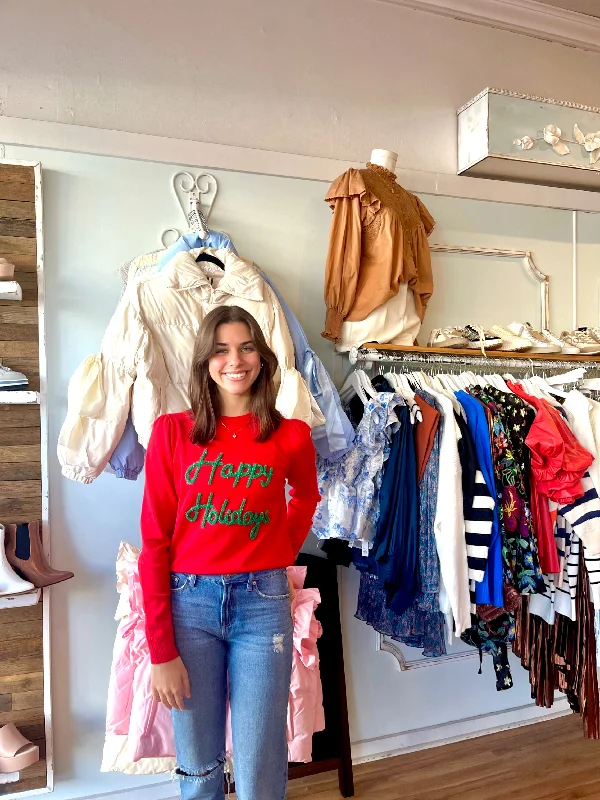 Clearance Sale Happy Holiday Sparkle Sweater