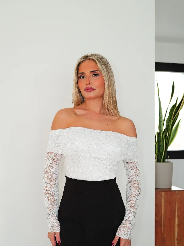 Super Savings White lace bardot blouse