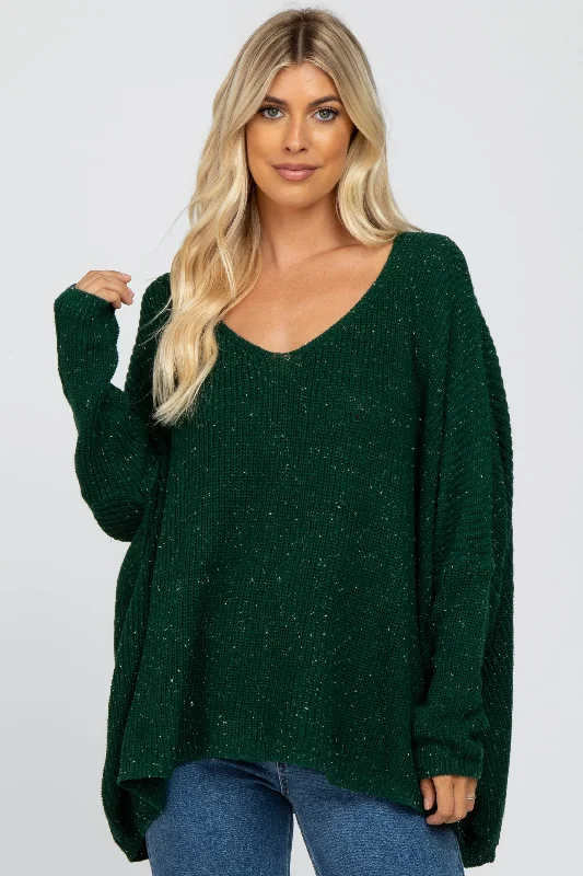 Amazing Value Forest Green Speckled Oversized Sweater
