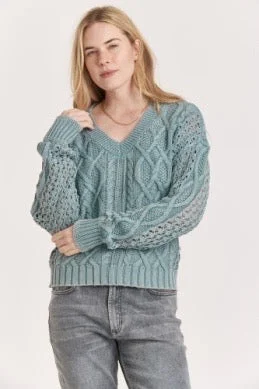 Savings Galore Another Love Claudia Crew Sweater SLATE BLUE ACID WASH