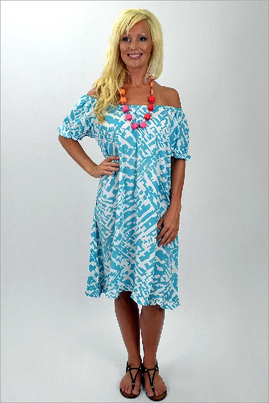 Weekend Shopping Bliss Aqua White Pattern Tunic