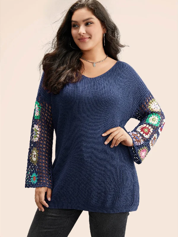 The Best Deal Floral Embroidered Hollow Out Pullover