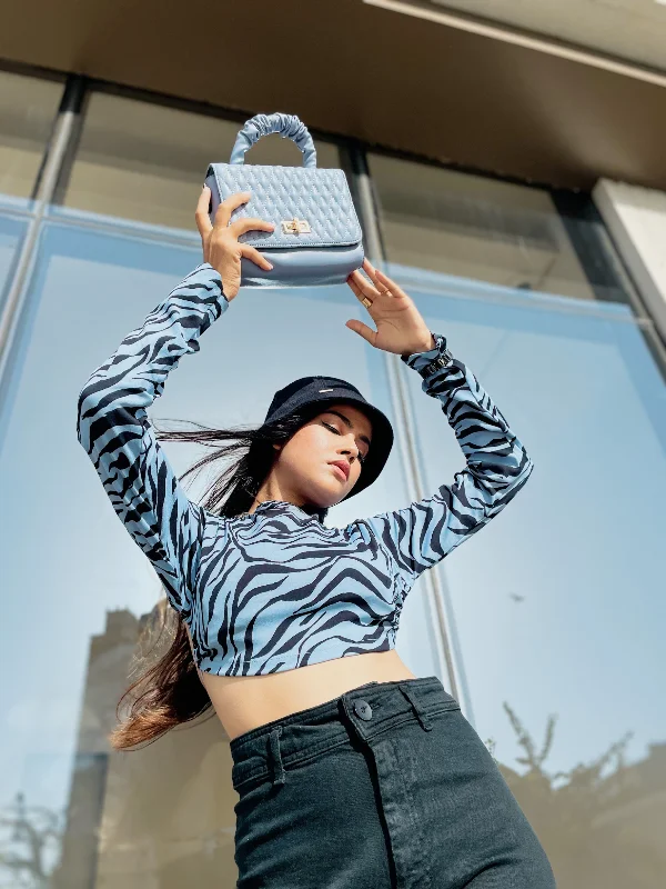 Special Promotion Sheane Blue zebra backless top