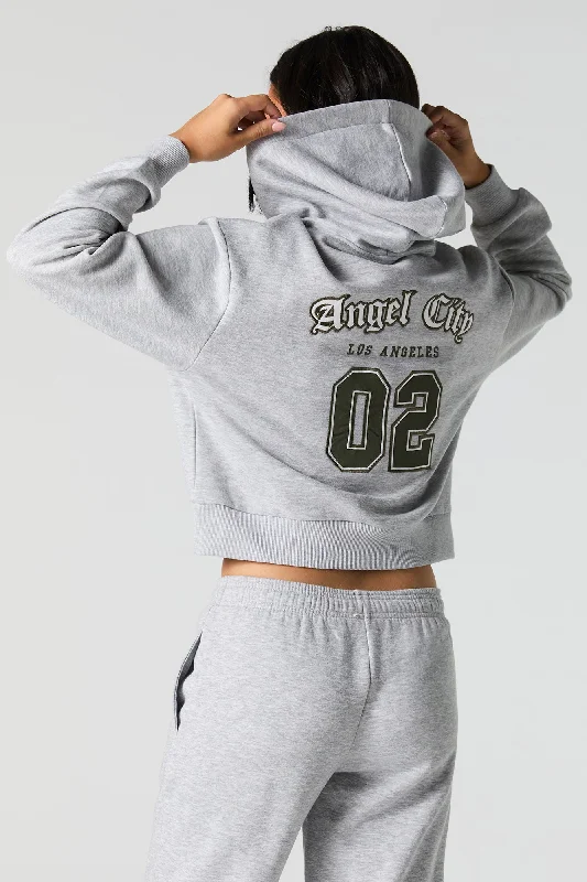 Savings Event Embroidered Cropped Fleece Hoodie