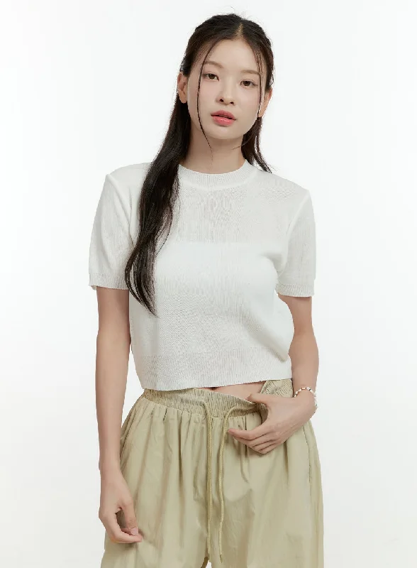 Weekend Shopping Made Better Simple Short Sleeve Crop Top OL430