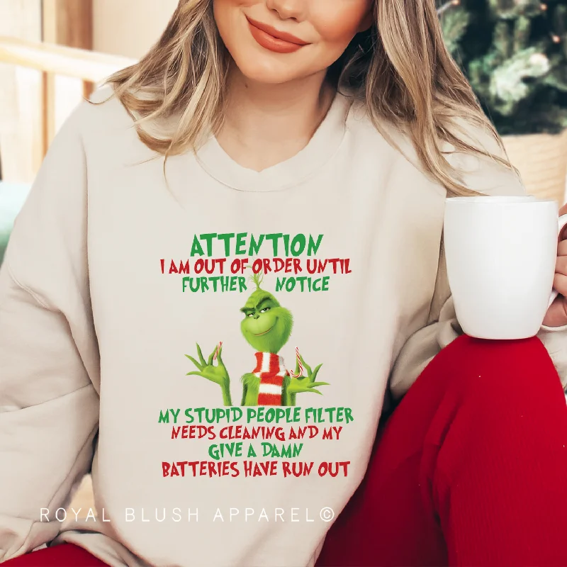 Exclusive Deal Attention Grinch Sweatshirt