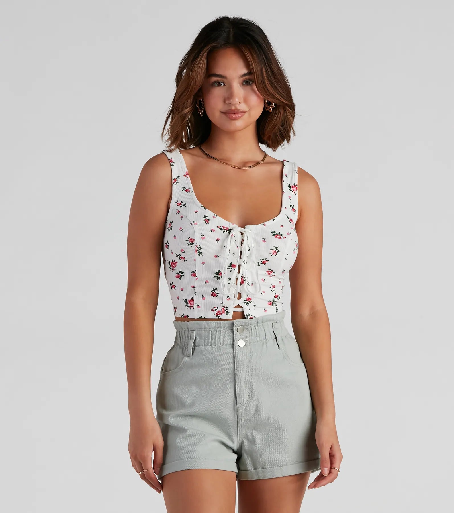 Time-Limited Offer Playing Favorites Lace-Up Tank Top