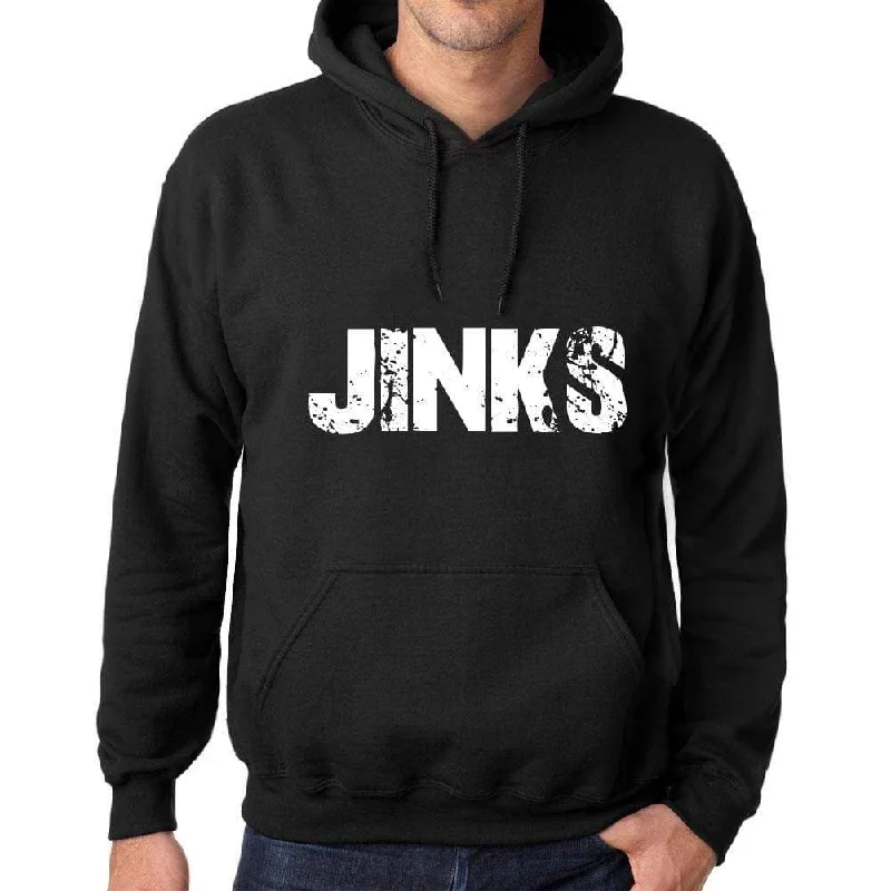 Crazy Deals Men's Women's Unisex Printed Graphic Cotton Hoodie Soft Heavyweight Hooded Sweatshirt Pullover Popular Words JINKS Deep Black