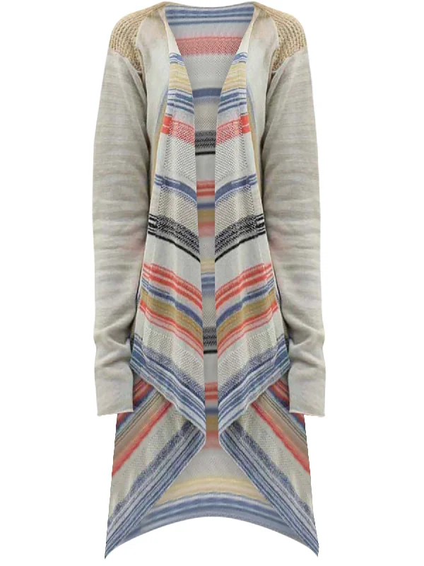 Get It Before It’s Gone Ivory Colorful Stripe Knit Sweater Jacket