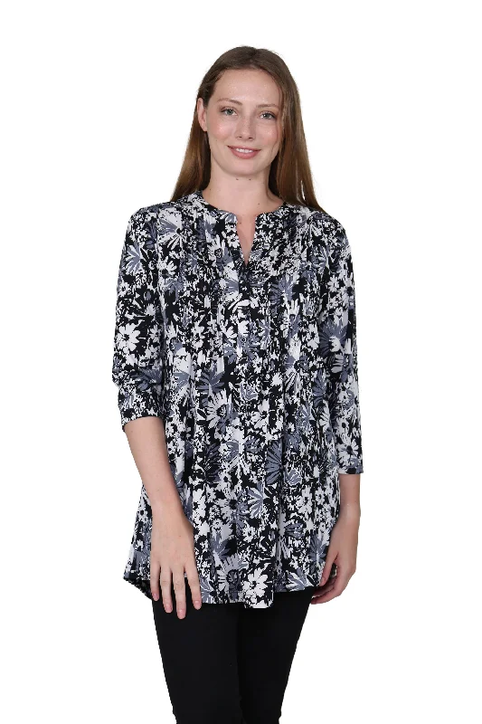 Midnight Madness La Cera Midnight Blooms Print Tunic