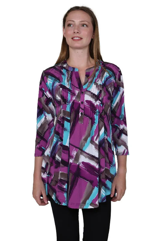 Price Cut La Cera Pleat Front Geometric Printed Tunic