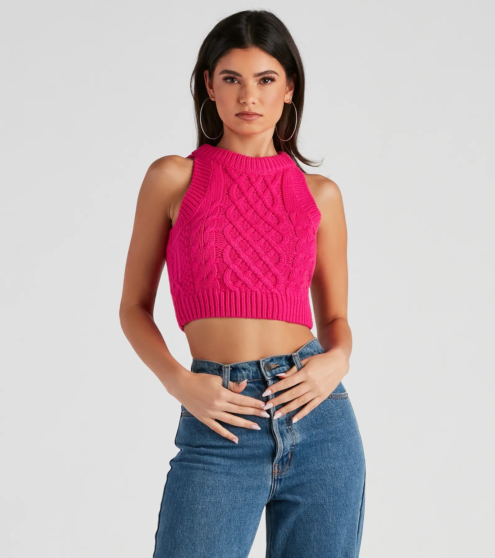 Best Choice Trendsetting Cutie Cable Knit Cropped Tank