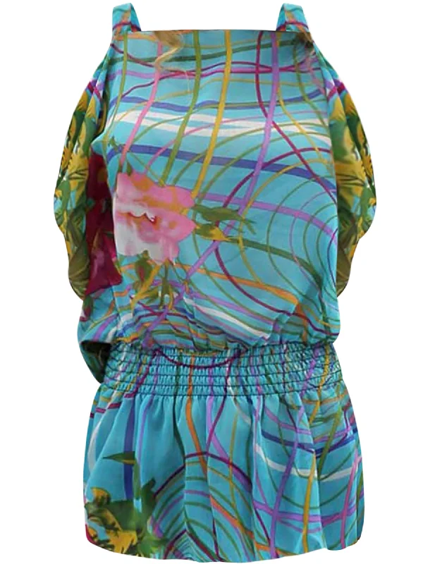 Weekend Deals That Sparkle Multicolor Cold Shoulder Chiffon Top
