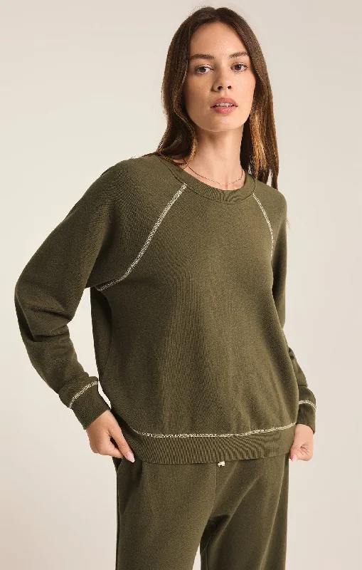 Online Exclusive Z Supply Saldana French Terry Top GRAPE LEAF