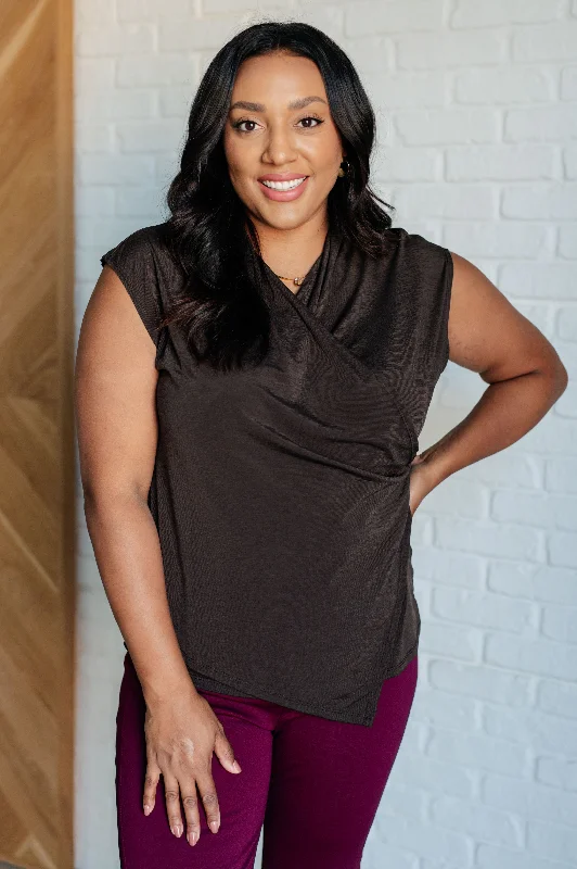 The Best Deal Classic Surplice Front Top in Chocolate