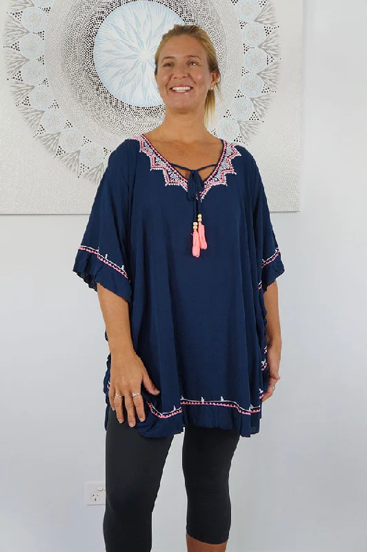 Unwind with Weekend Discounts Embroidered Swing Top