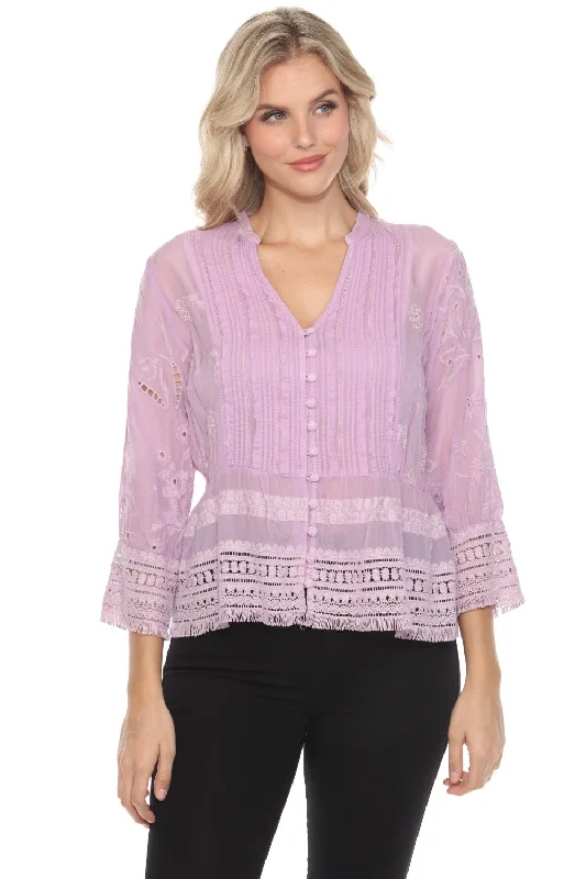 Mega Deal Johnny Was Purple Molly Isabel Fringe Blouse C12124