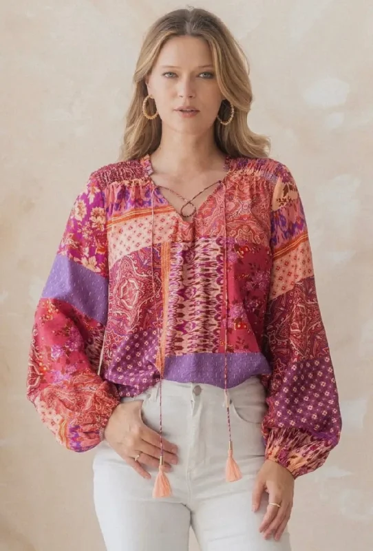 Amazing Value Warming Up Boho Patchwork Top