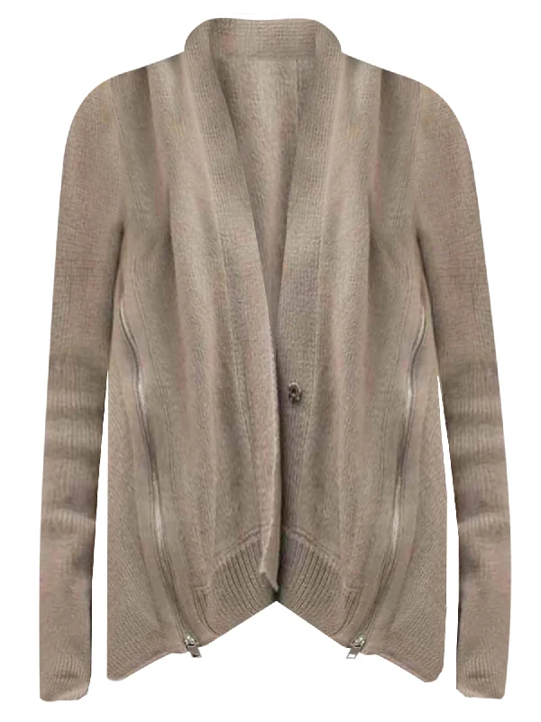 Now or Never Gray Thick Knit Cardigan With Zipper Detail
