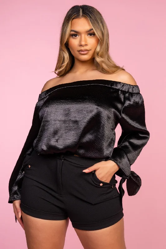 Act Now Satin Bat Wing Top