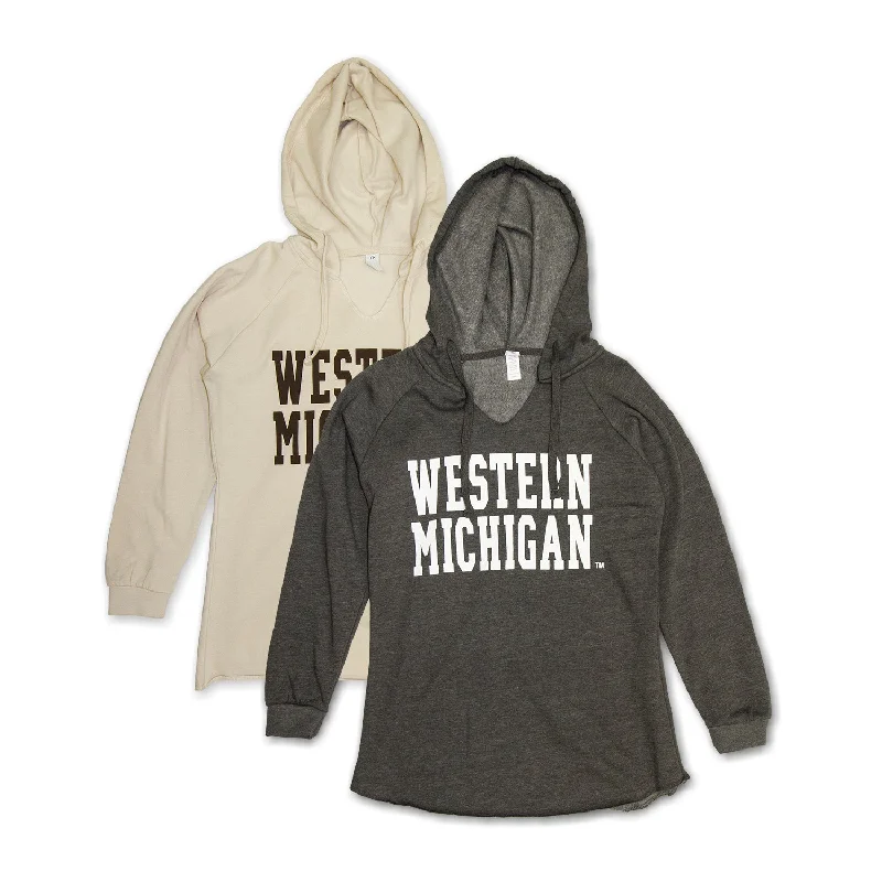 Overstock Sale Ladies' Western Michigan Classic Raw Hem Hoodie