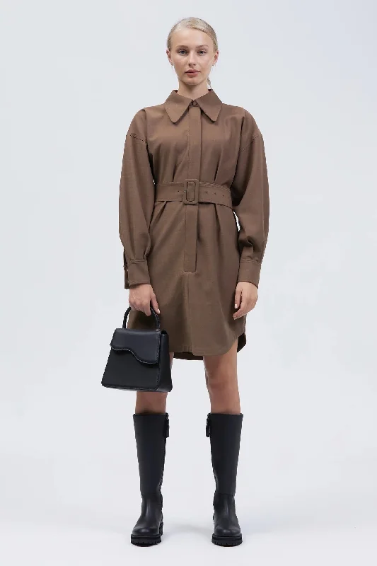 Special Price Nya Shirt Dress Brown