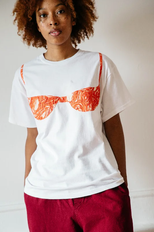 Discount Mania Florida Woman Appliqué T  - White/ Orange Swirl